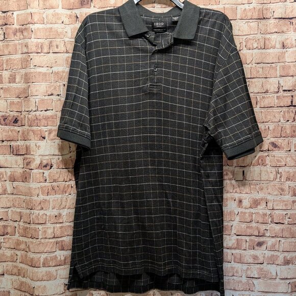 Izod Other - 🧨🧨Izod Polo Golf Mercerized Cotton BLACK/Tan White Size Large